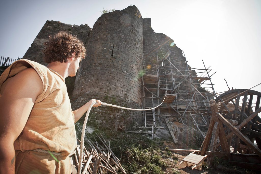 Restaurierungsstelle an der Festung von Penne