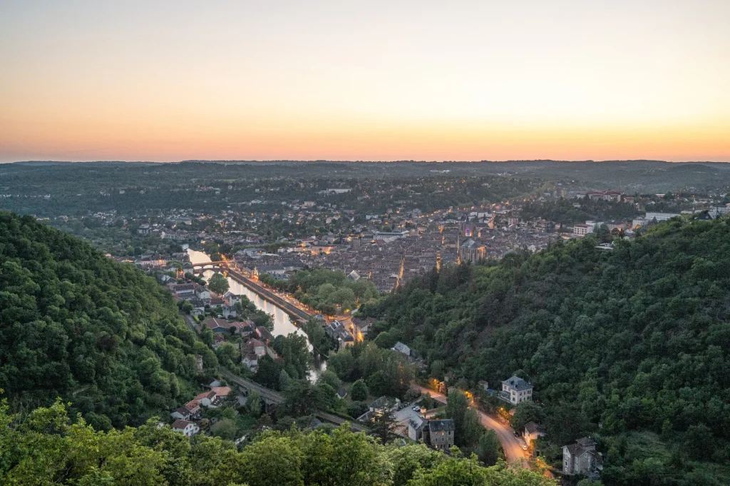 Zonsondergang in Villefranche de Rouergue