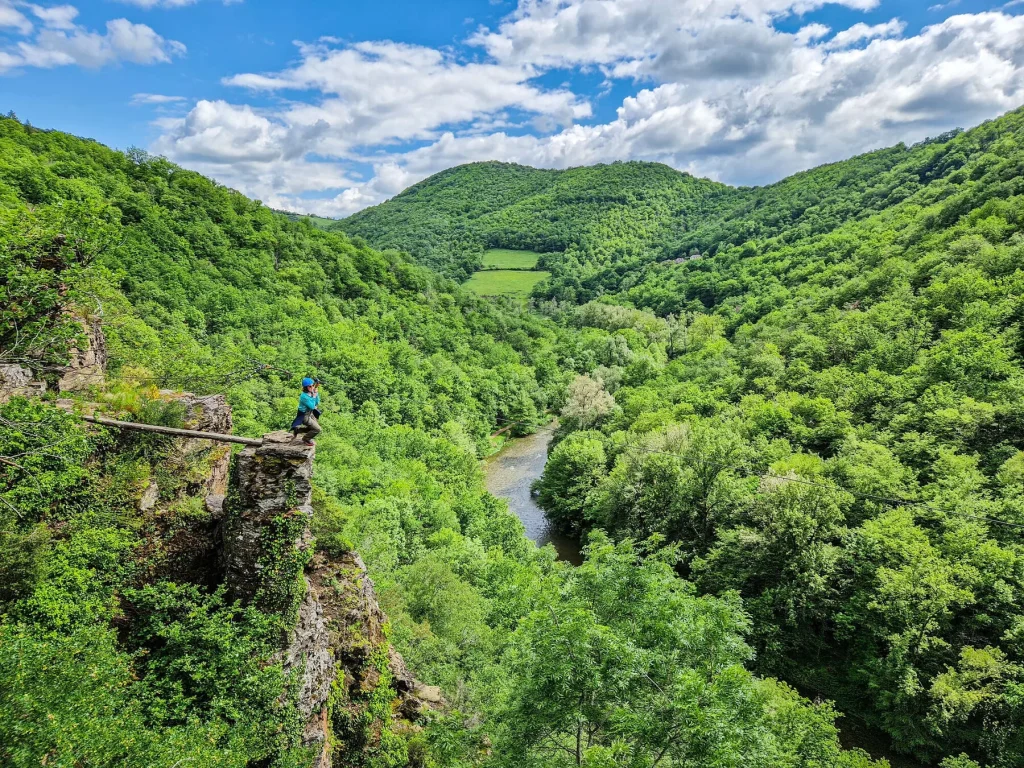 Tyrolienne de la via ferrata au Roc du Gorb