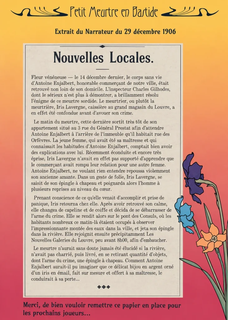Réponse Petit Meurtre en Bastide