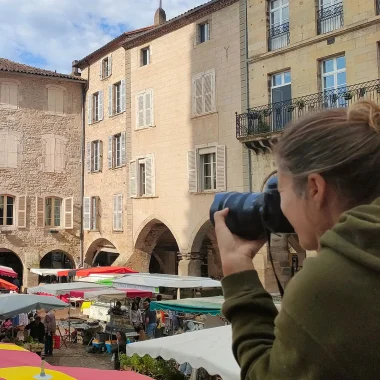 Presseempfang auf dem Markt von Villefranche de Rouergue