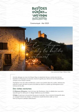 Comunicato stampa maggio 2023 - Nell'Aveyron visitare le bastides in modo diverso